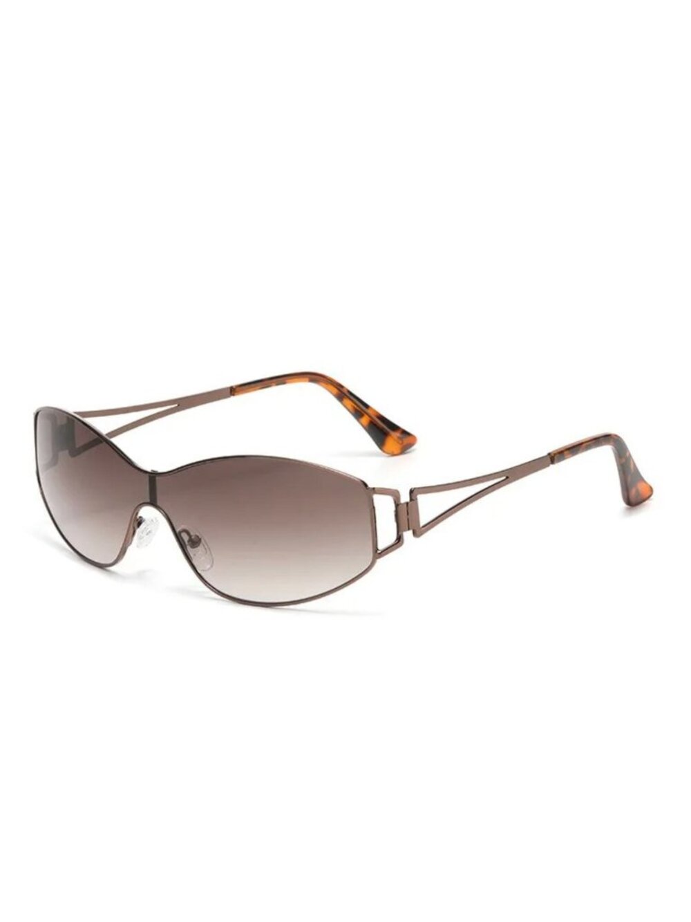Retro Unisex Bronze Metal Frame Brown Lens Sunglasses W/ Tortoise Shell Temples